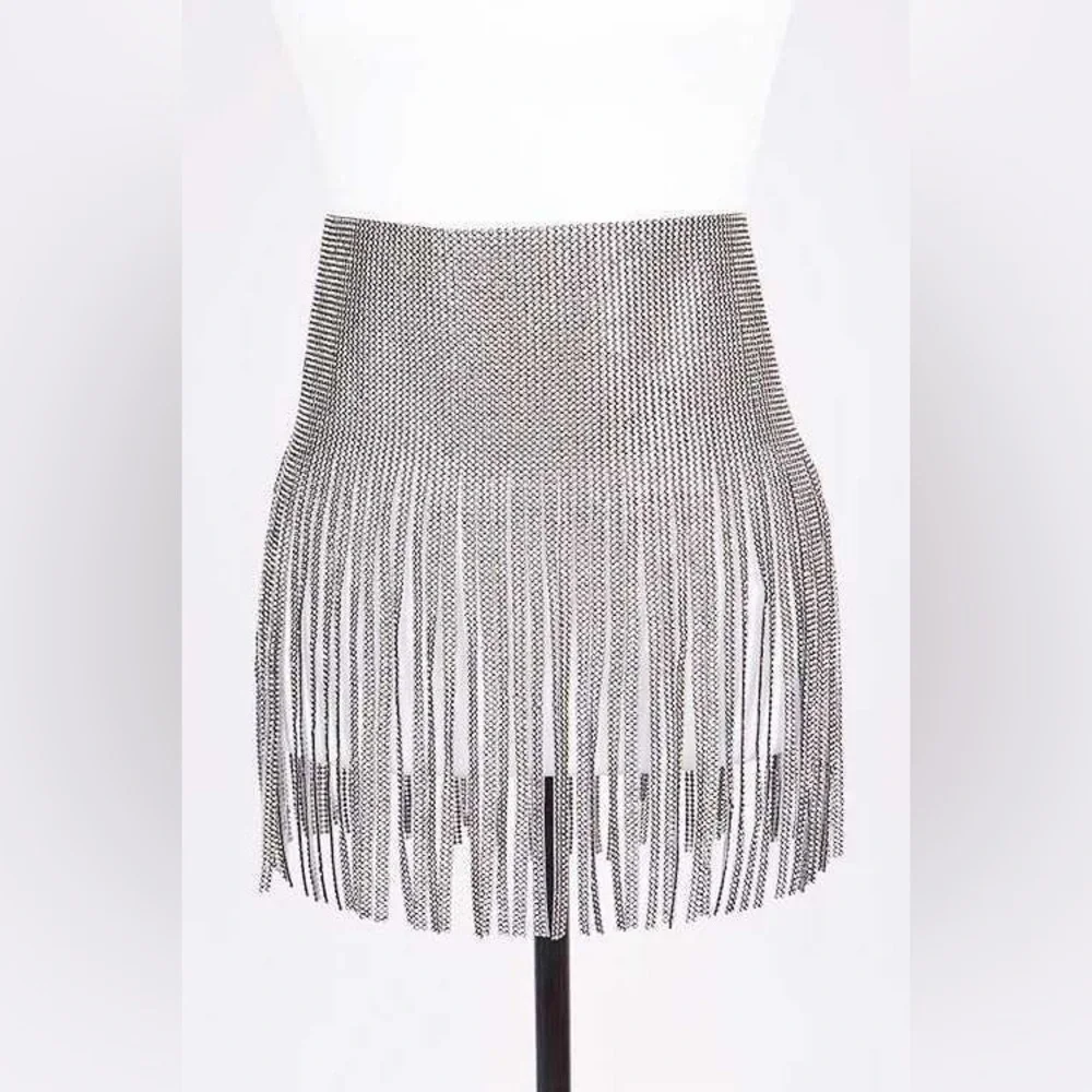 Silver Rhinestone Corset Skirt Statement Belt